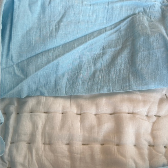 Anthropologie • NWOT Ellery Pieced Euro Sham Pillow Cover Light Blue 26x26in - Picture 9 of 13